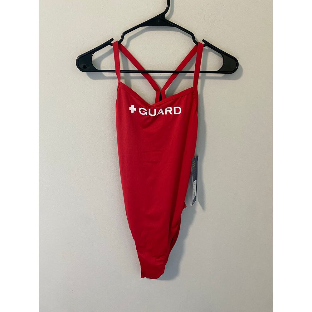 New Kiefer Women's One Piece Life Guard Red Swimsuit Size 38